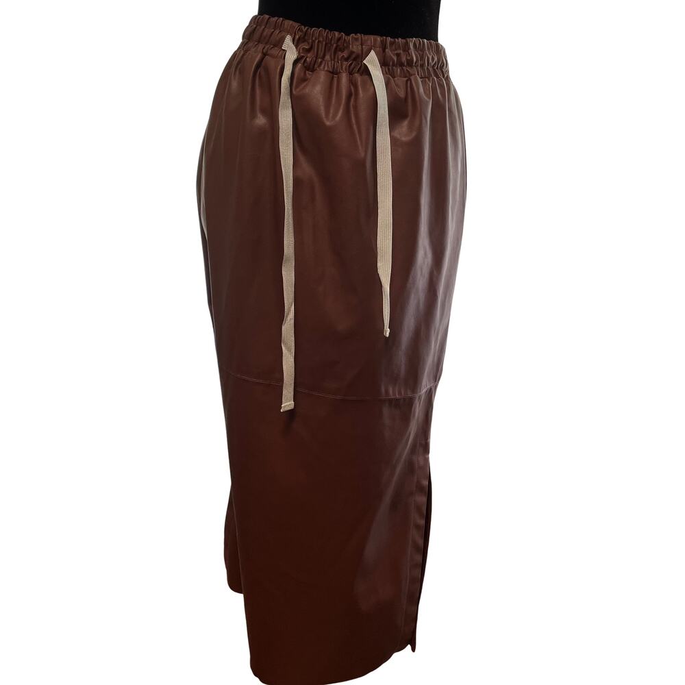 Designer Remix Brown Faux Leather Sustainable Skirt EU 34